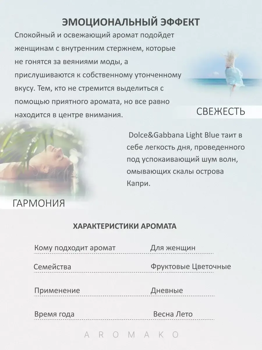 Парфюм — по мотивам по мотивам Light Blue D&G, 15 мл