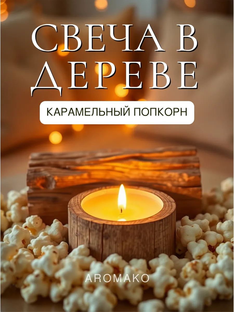 Аромасвеча AromaKo «Шоколад и кокос» в дереве, 150 г