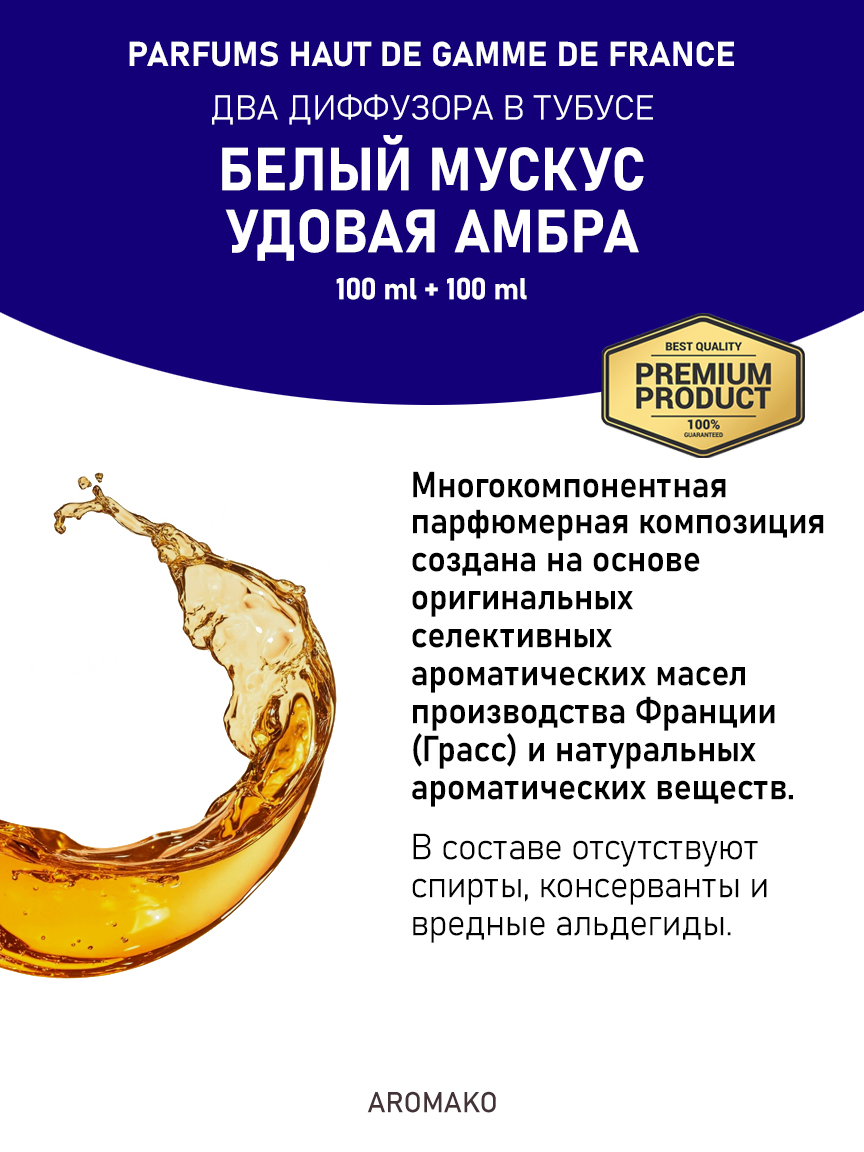 Набор аромадиффузоров AromaKo «Белый Мускус + Удовая Амбра»