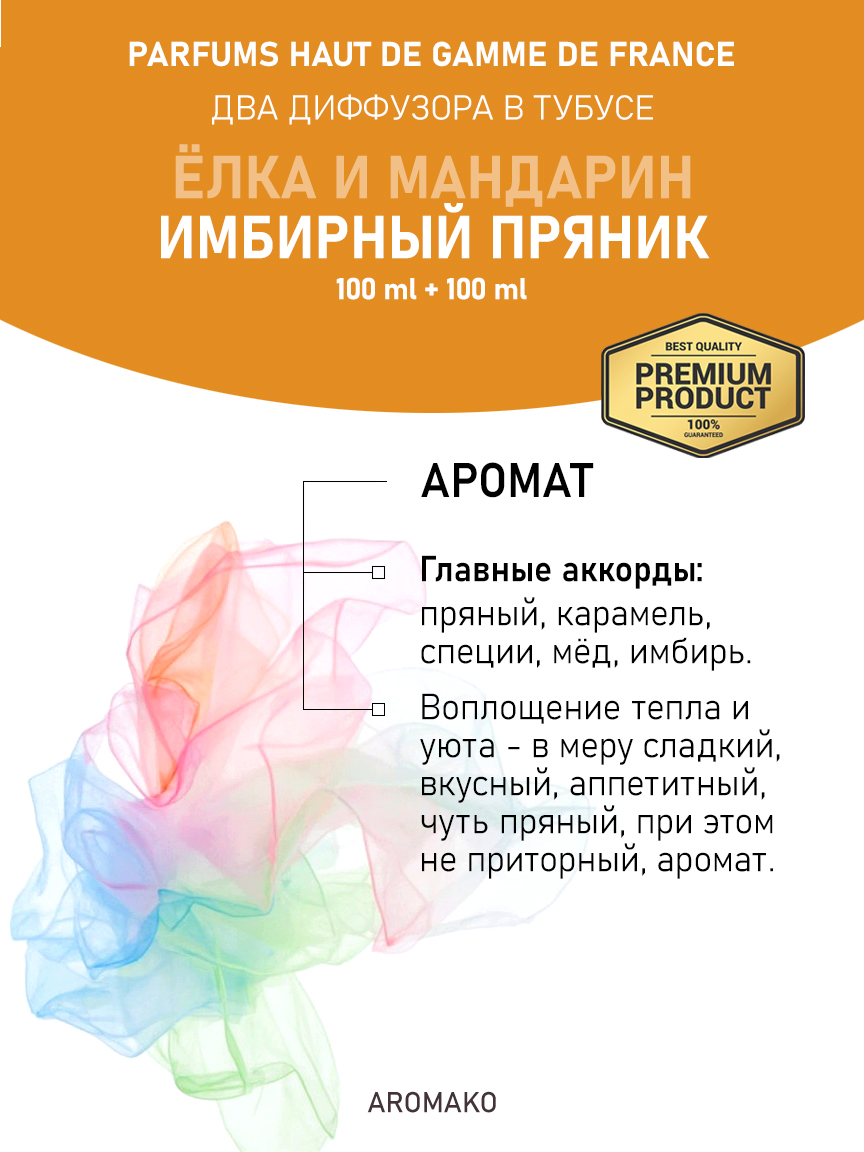 Набор аромадиффузоров AromaKo «Ёлка и Мандарин + Имбирный Пряник»