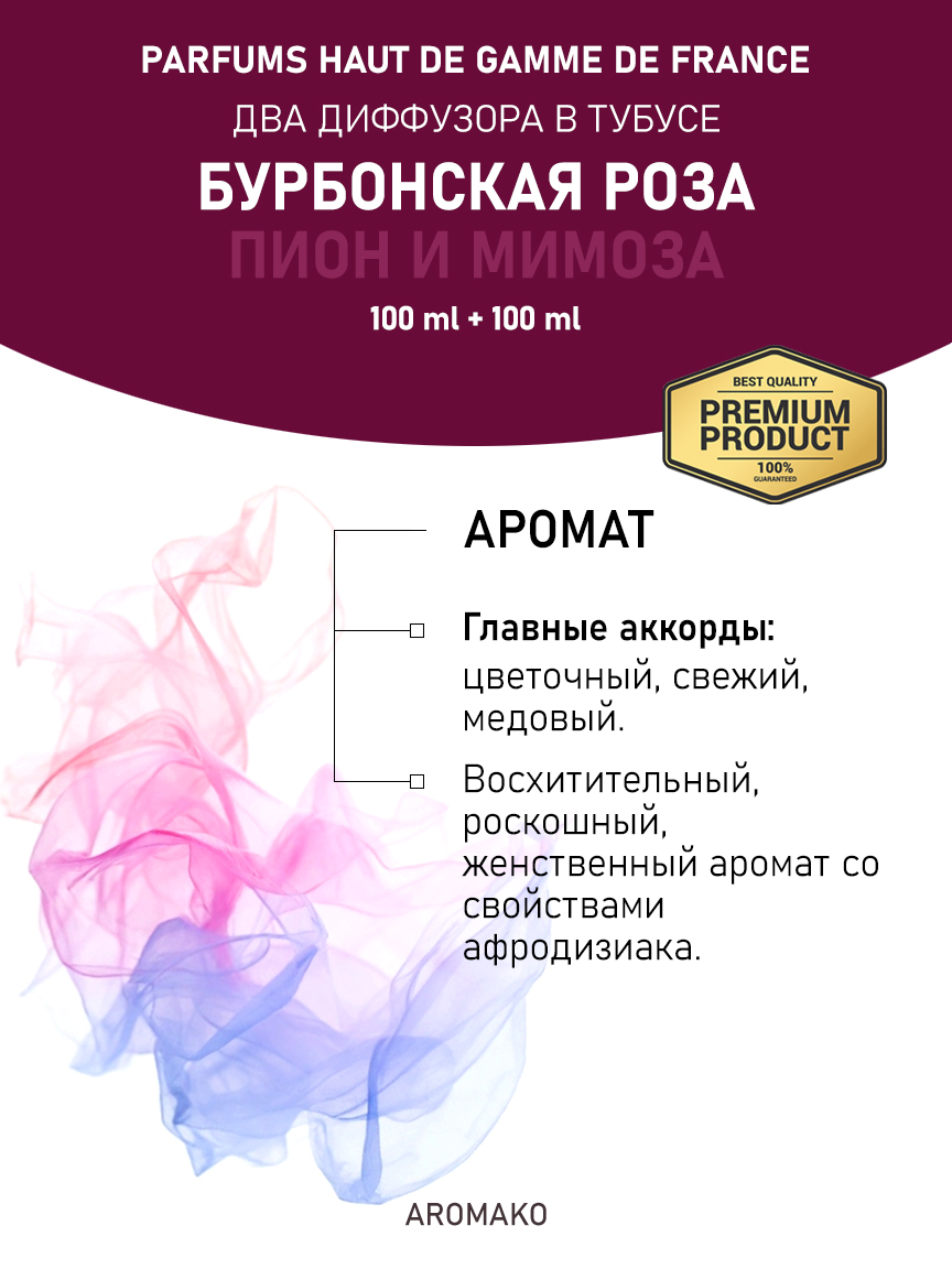 Набор аромадиффузоров AromaKo «Бурбонская Роза + Пион и Мимоза»