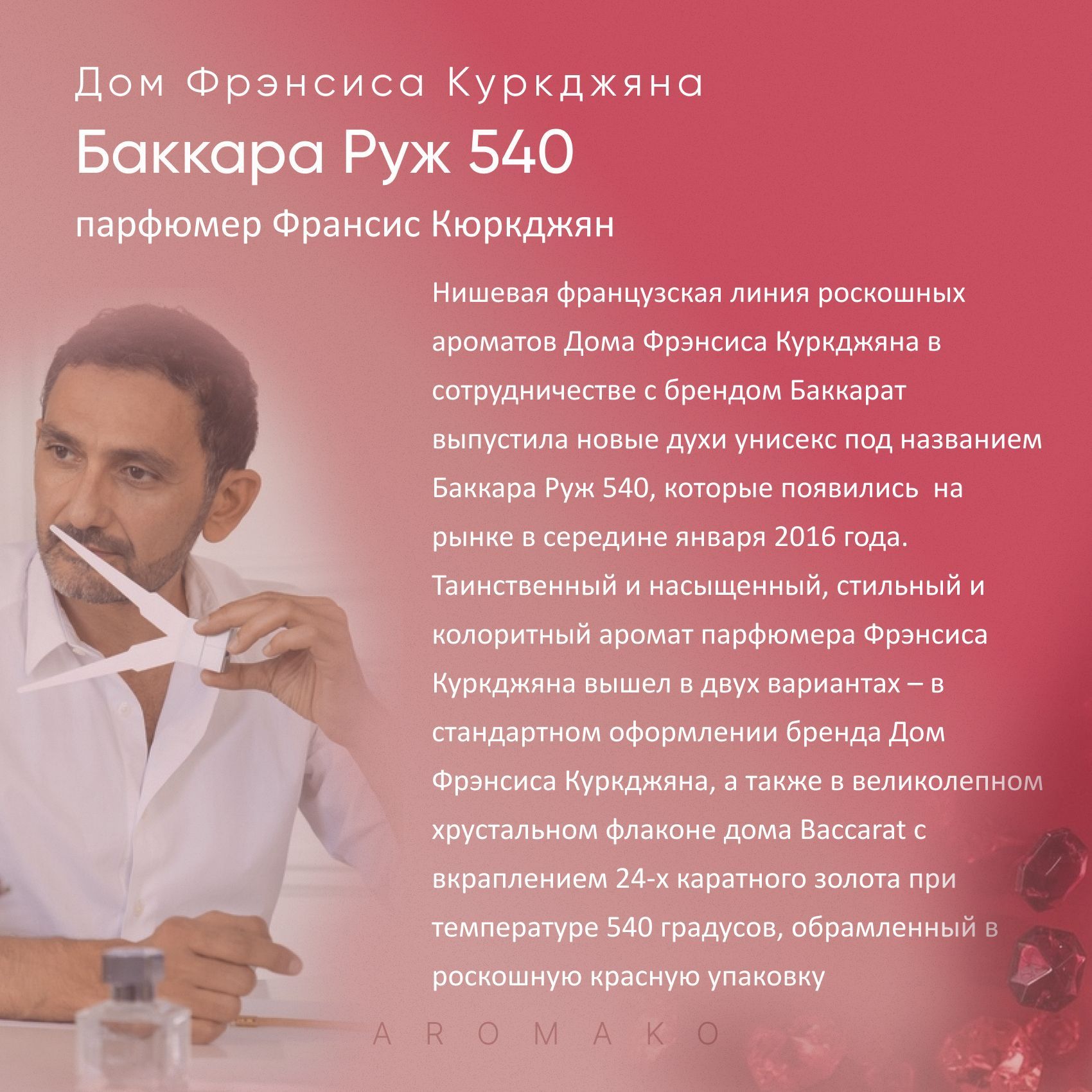 Парфюм — по мотивам ВДОХНОВЛЕНА КОМПОЗИЦИЕЙ БАККАРАТРУЖ 540, 15 мл
