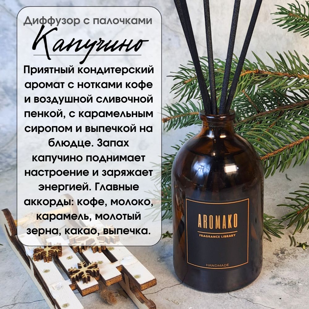 Подарочный набор AromaKo «Капучино + Apple Pie», диффузор + свеча