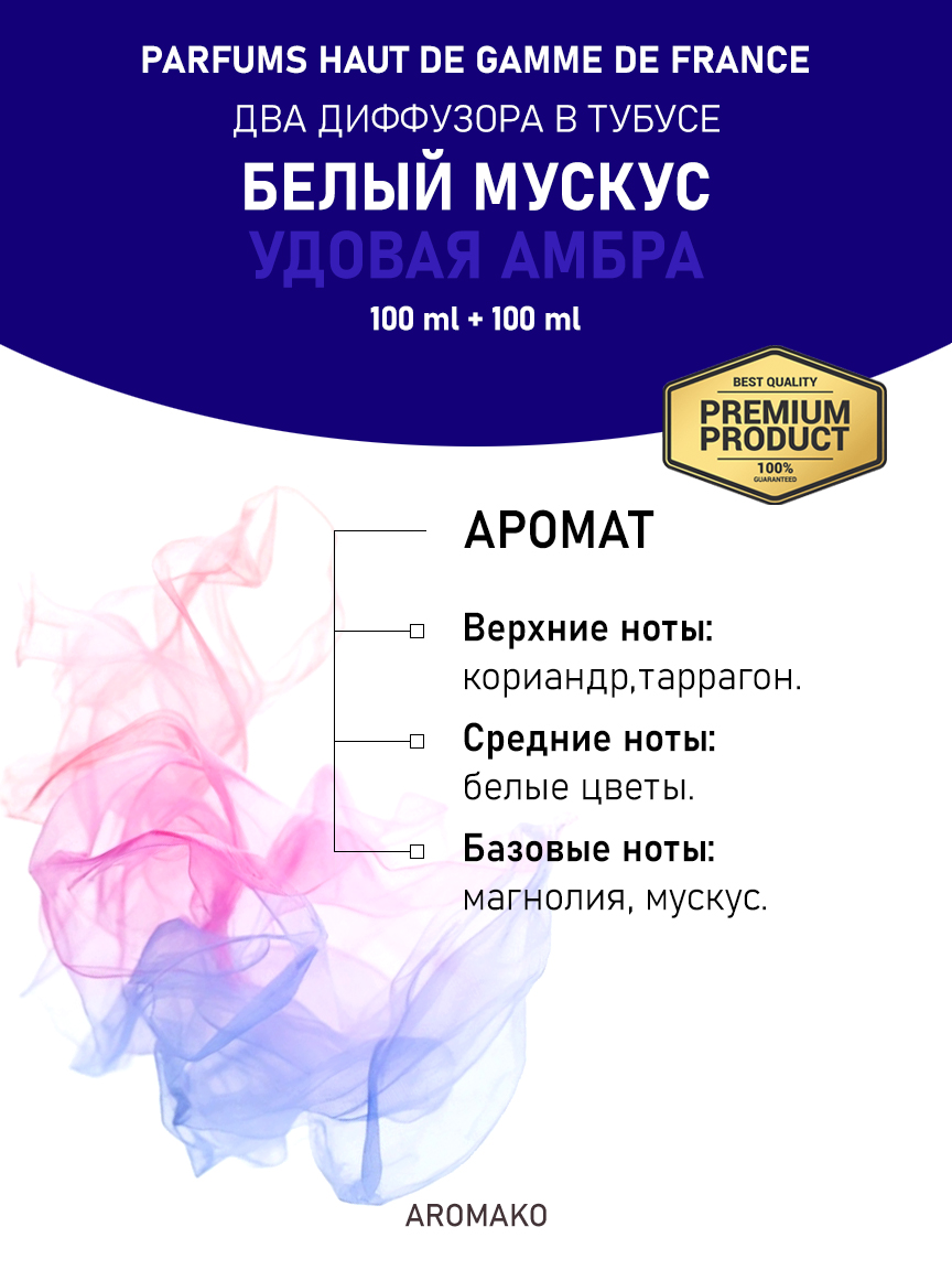 Набор аромадиффузоров AromaKo «Белый Мускус + Удовая Амбра»