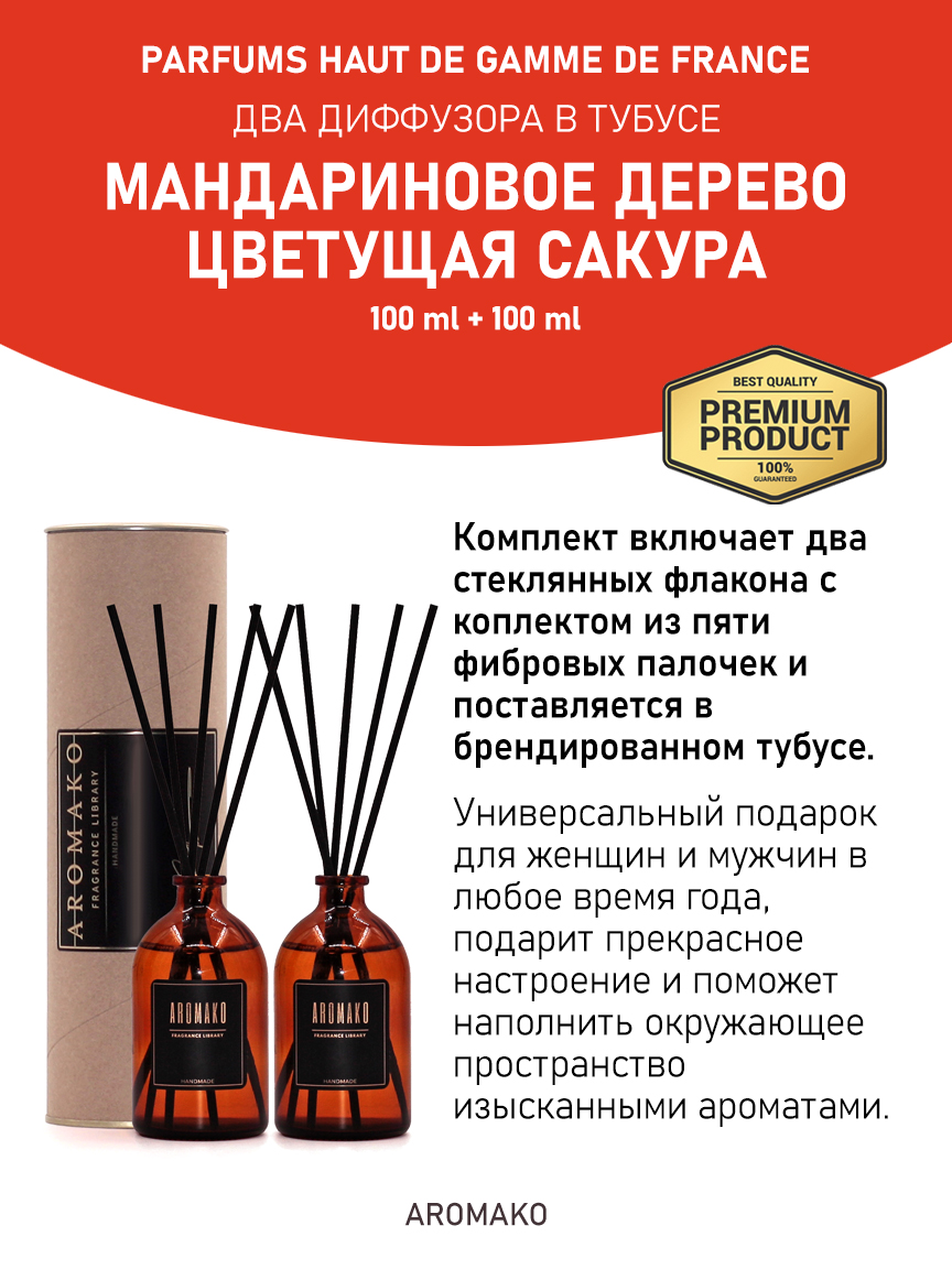 Набор аромадиффузоров AromaKo «Мандариновое Дерево + Цветущая Сакура»
