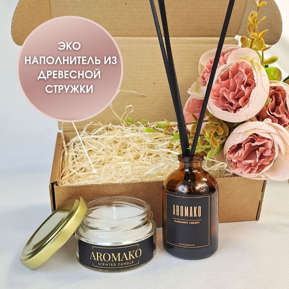 Подарочный набор AromaKo «Coffee & Baileys + Bounty», диффузор + свеча