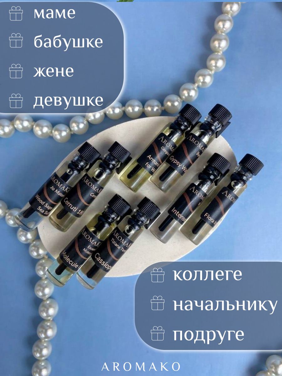 Набор №10 из 8 фиолок масляных духов женских и мужских ароматов по 1,5 мл. ТОП духи, парфюм AROMAKO