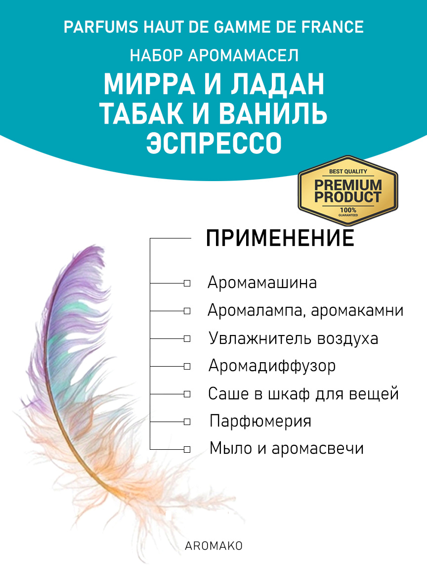 Подарочный набор аромамасел «Мирра и ладан + Табак и ваниль + Эспрессо», 3 × 5 мл