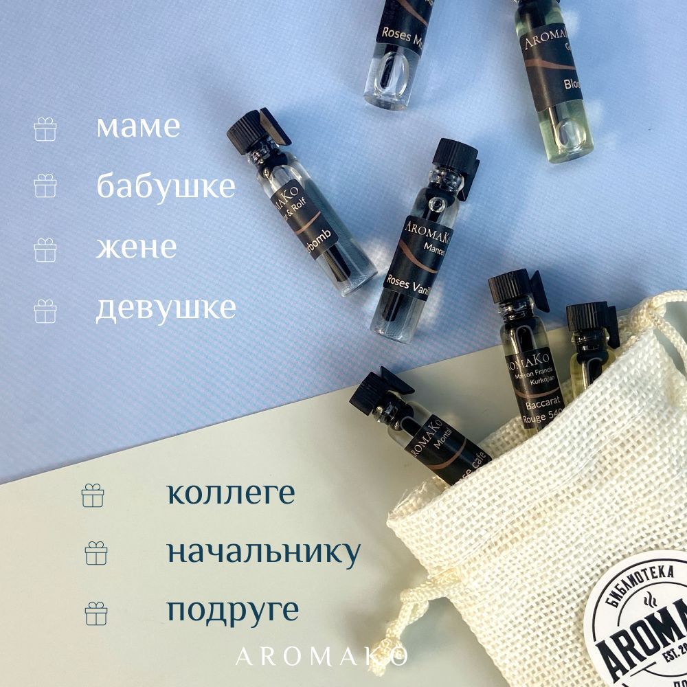 Набор №8 фиолок масляных духов женских и мужских ароматов по 1,5 мл. ТОП духи, парфюм AROMAKO