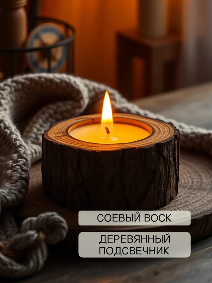 Аромасвеча AromaKo «Шоколад и кокос» в дереве